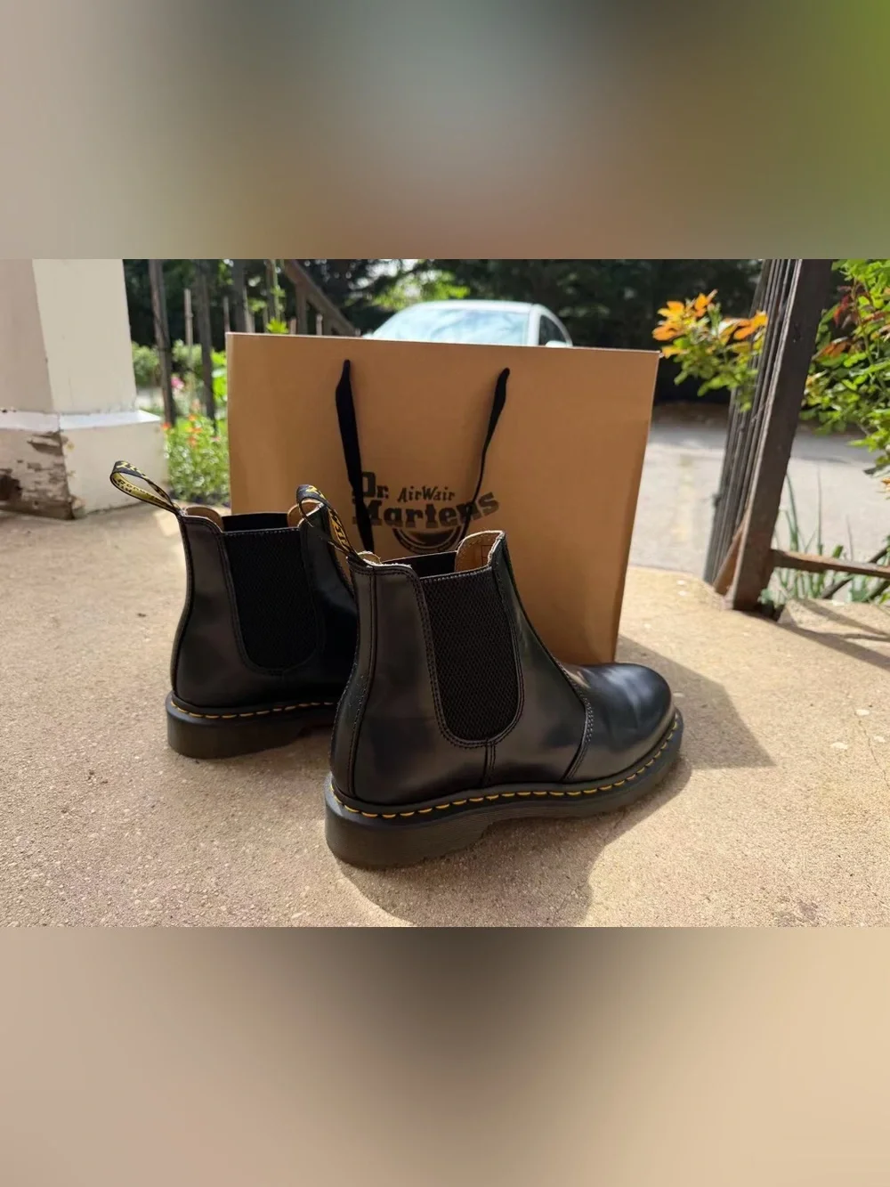 Dr. Martens Black Leather Chelsea Boots with Yellow Welt